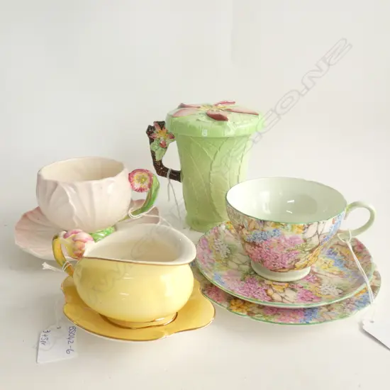 SHELLEY ROCK GARDEN TRIO / CARLTON WARE C&S & MUG&COVER / ROYAL WINTON