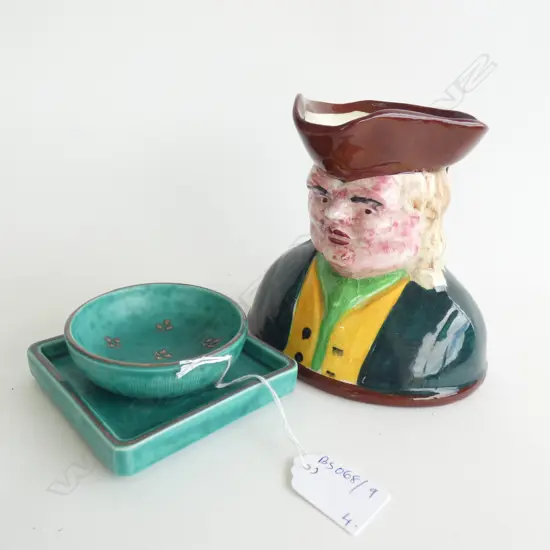 CROWN LYNN TOBY JUG + 2 GUSTAVEBERG PIN DISHES