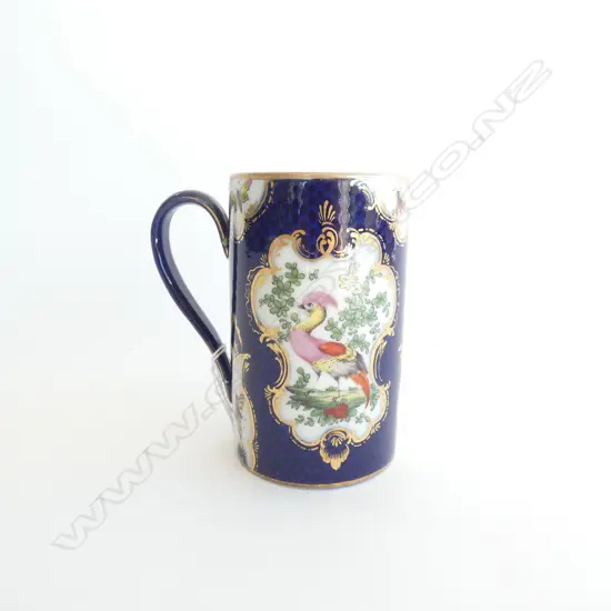 WORCESTER B/W TANKARD MUG C.1755 - 75 handle repaired