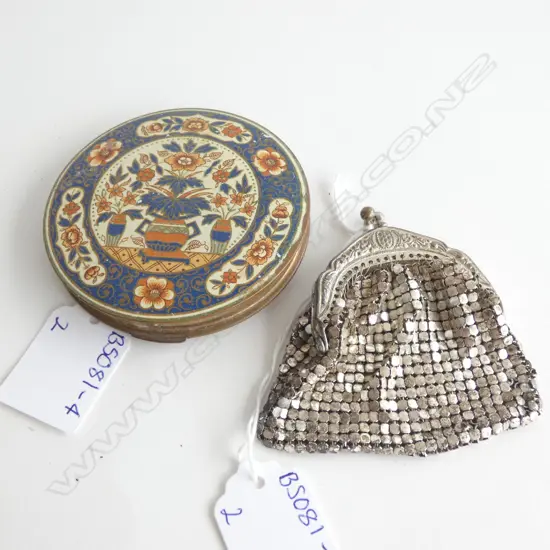 STRATTON MAKEUP COMPACT (DIA 75MM) + SM VINTAGE MESH COIN PURSE  (L 75MM)