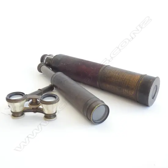 2 OLD TELESCOPES + PR MOP OPERA GLASSES