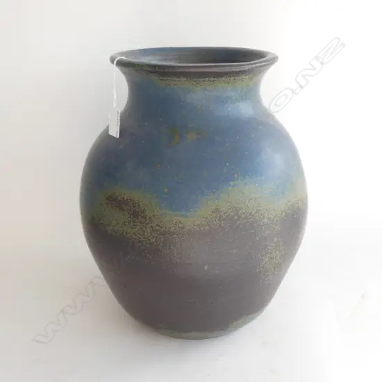 LG BLUE POTTERY FLOOR VASE (A/F) H 360MM