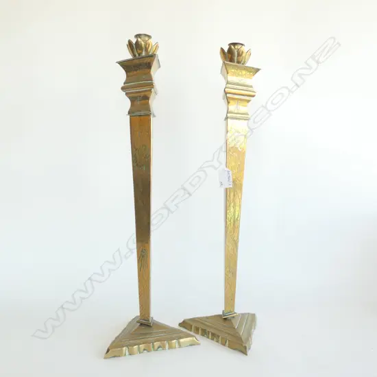 PR TRIANGULAR BRASS CANDLESTICKS H.525mm