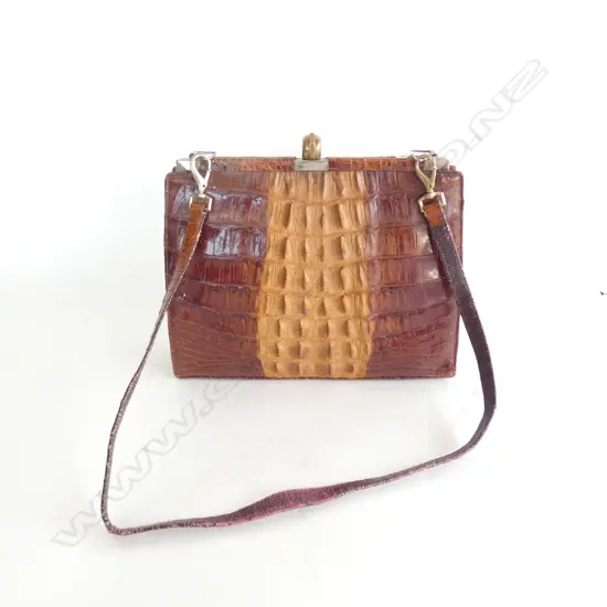 VINTAGE CROCODILE / ALIGATOR HAND BAG W.280mm 