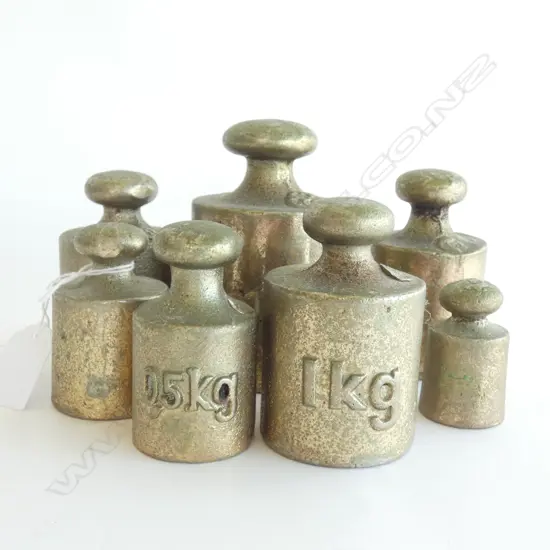 SET OF 7 METRIC METAL WEIGHTS