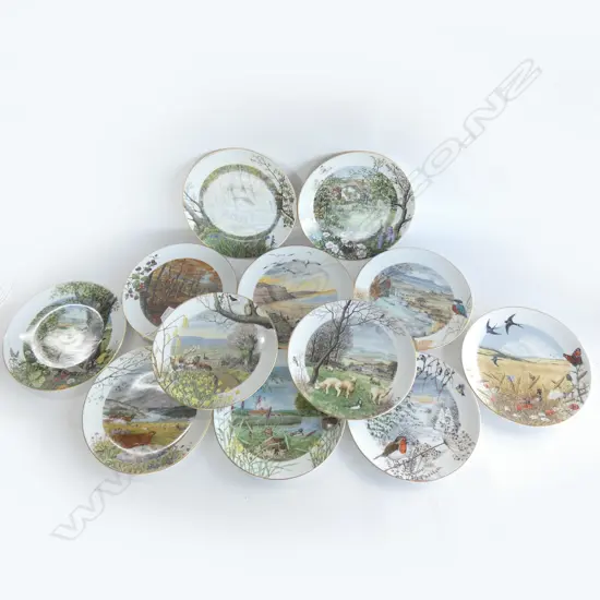 SET OF 12 ROYAL WORCESTER SEASONAL PLATES 230mm dia