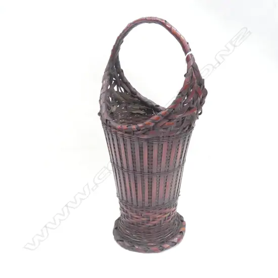 JAPANESE EDO PERIOD BEAUTIFULLY PATINATED IKEBANA BASKET H400mm