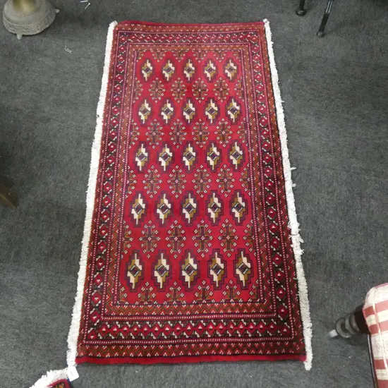 #158G PERSIAN TURKOMAN HAND KNOTTED RUG 130 X 61 CM