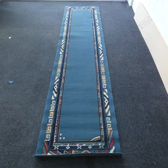 MACHINE KNOTTED BLUE HALLWAY RUNNER 3100x800mm