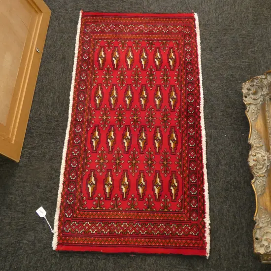 #112A PERSIAN TURKOMAN HAND KNOTTED RUG 102 X 50 CM