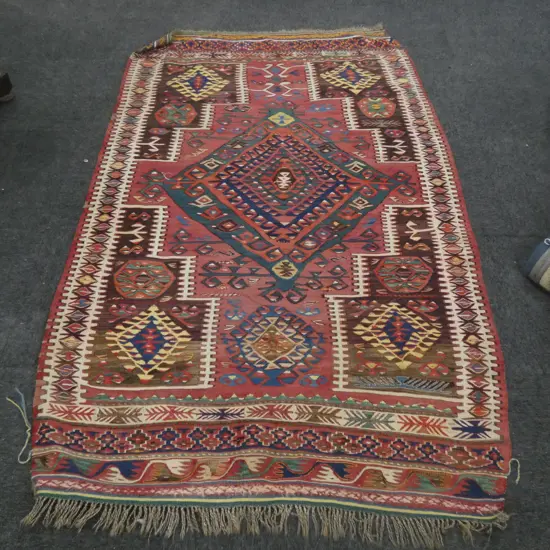 ANTIQUE IRANIAN KURDISH WEAVE KILIM 2050 x 1240mm