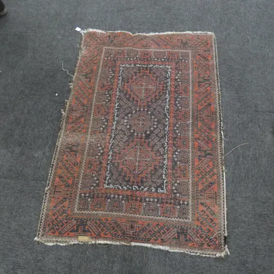 ANTIQUE PERSIAN AFGHAN RUG WORN 1330 X 900mm