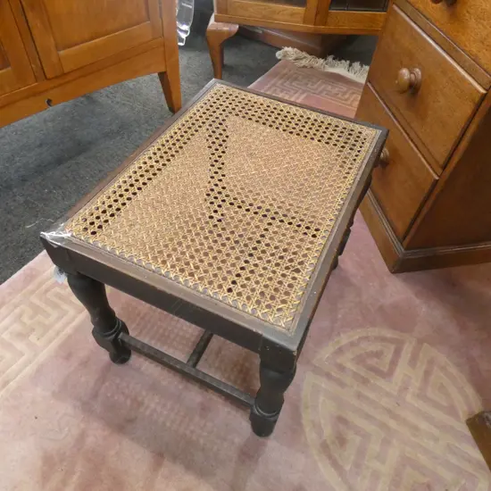 SMALL RATTAN TOPPED STOOL / OCCASIONAL TABLE 470  X 355MM