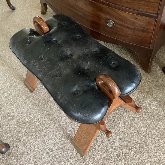 LEATHER SEATED CAMEL SADDLE STOOL L 770MM