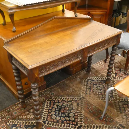 CARVED MAHOGANY BARLEY TWIST 2-DRAWER HALL STAND, 480 x 1200mm