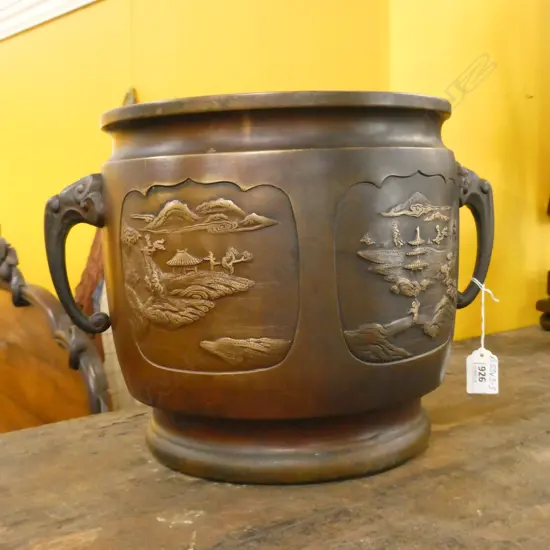 19TH C WAX-CAST BRONZE FIREPOT