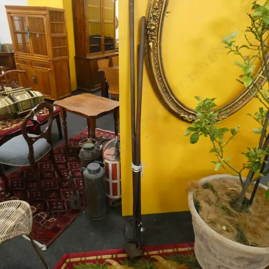 3 VINTAGE GARDENING TOOLS, FORK & HOES