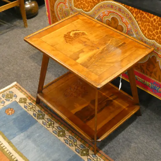 INLAID TWO TIER OCCASIONAL TABLE