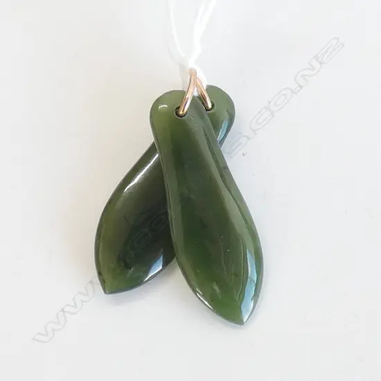 MATCHED PAIR OF COLONIAL POUNAMU PENDANTS WITH GOLD SUSPENSION RINGS (PERFECT FOR PAIR OF EARRINGS)