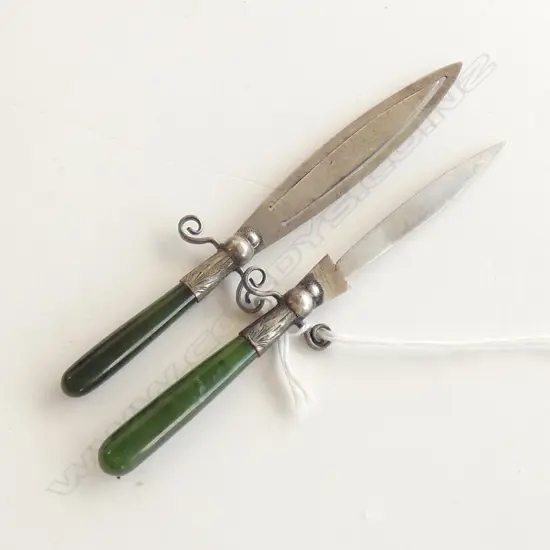 TWO NZ SILVER AND POUNAMU BOOKMARKS