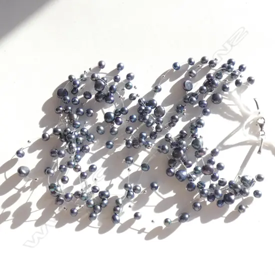 MULTI WIRE BLACK PEARL NECKLACE