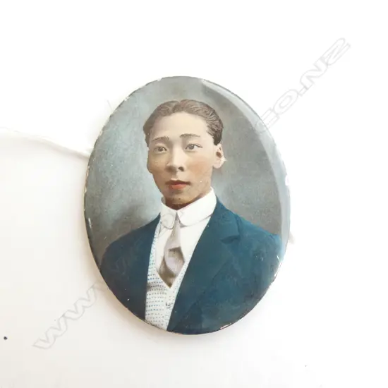 C1900 ENAMELLED PHOTO JAPANESE PORTRAIT PANEL