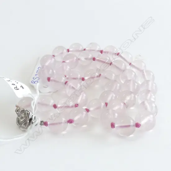 ROSE QUARTZ BEADED SINGLE STRAND NECKLACE 