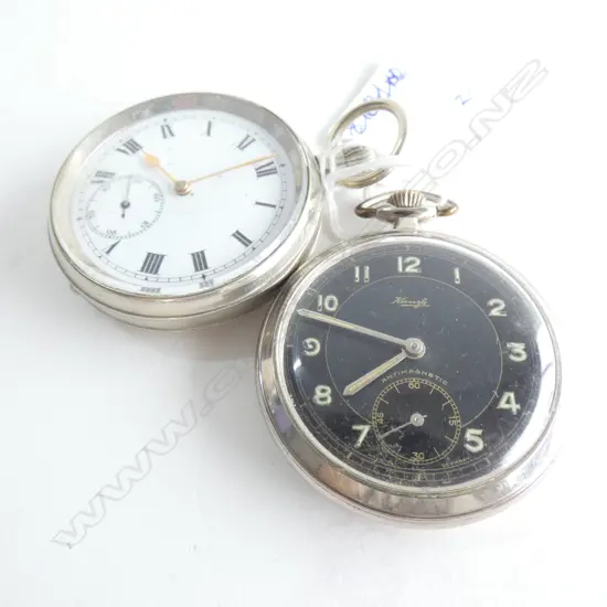 2 OPEN FACED POCKETWATCHES;  MILITARY & OTHER