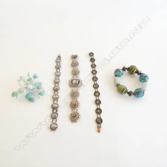 2 ORIENTAL SILVER BRACELETS ETC