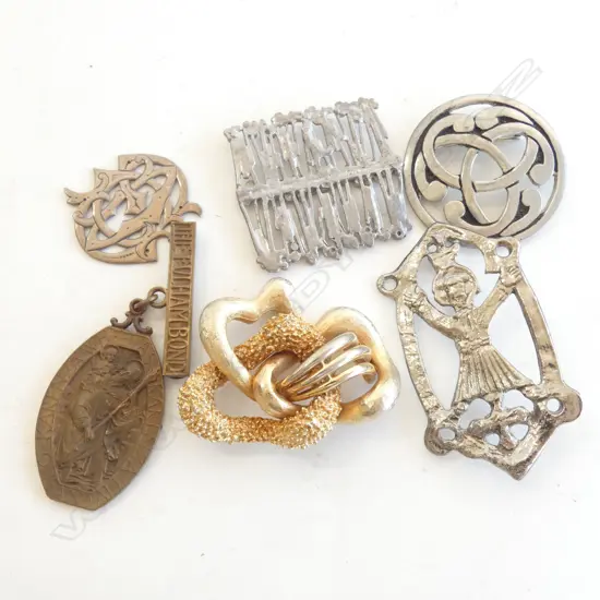 SM BAG JEWELLERY; CELTIC PEWTER BROOCH ETC.