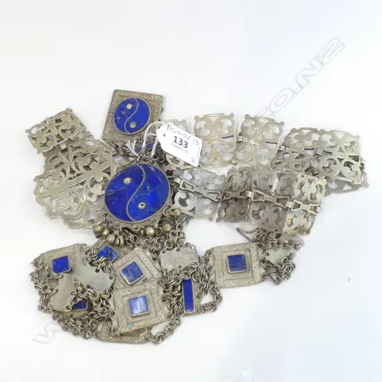 VINTAGE INDIAN SILVER & LAPIS BELT + EP BELT