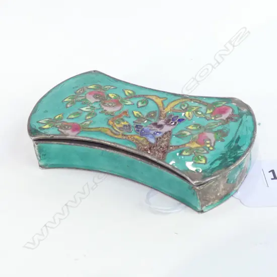 990 SILVER & ENAMEL TRINKET BOX 90 X 50MM A/F