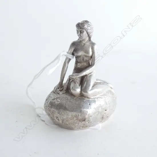 925 STG SILVER COPENHAGEN MERMAID ON ROCK 116 GRAMS