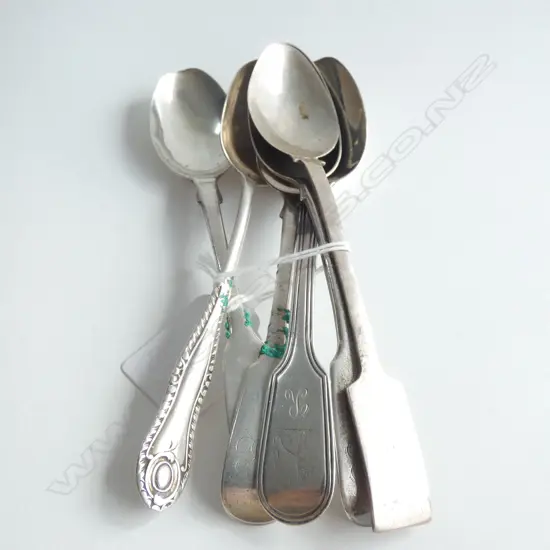 (19768) SIX ASST STG SILVER TEASPOONS TOTAL WEIGHT 114GMS