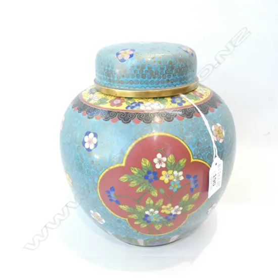 LARGE LIDDED CLOISSONNE GINGER JAR H 210 MM