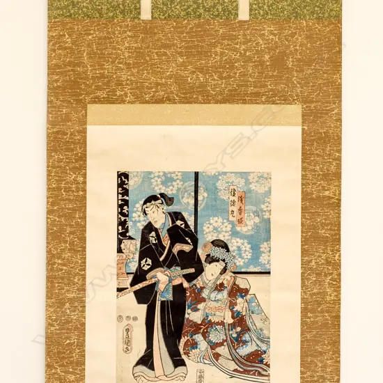 JAPANESE UKIYO-E SCROLL SIGNED TOYOKUNI GA ...