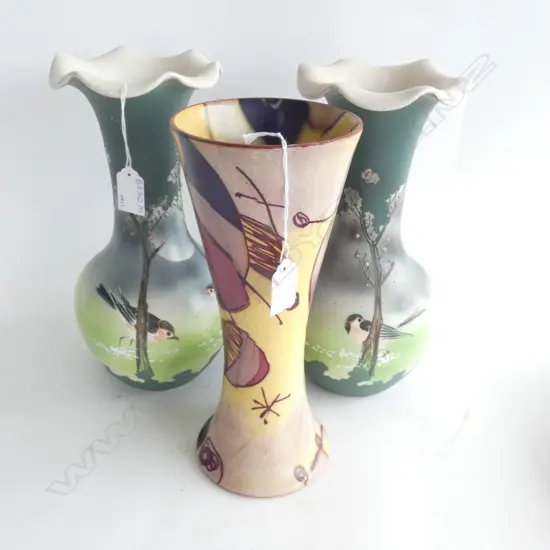 PR OLD GREEN VASES + ORIENTAL VASE H.280mm