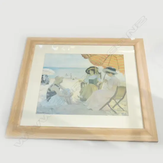 ALFRED VICTOR FOURNIER 'THE BEACH', LARGE FRAMED PRINT, OVERALL 910 x 1010mm