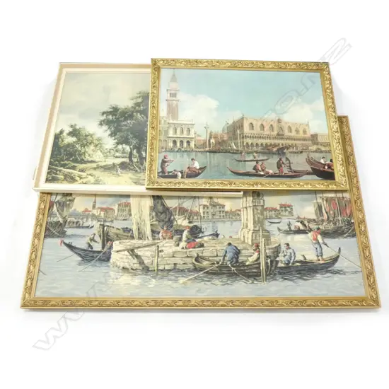 2 VENETIAN SCENE PRINTS IN GILT FRAMES - LARGEST 1180 X 700MM + 1 OTHER