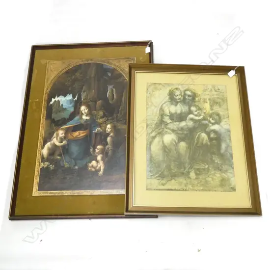 PR LEONARDO DE VINCI PRINTS; THE VIRGIN & CHILD & VIRGIN ON THE ROCKS   (LARGEST 710X 460MM)