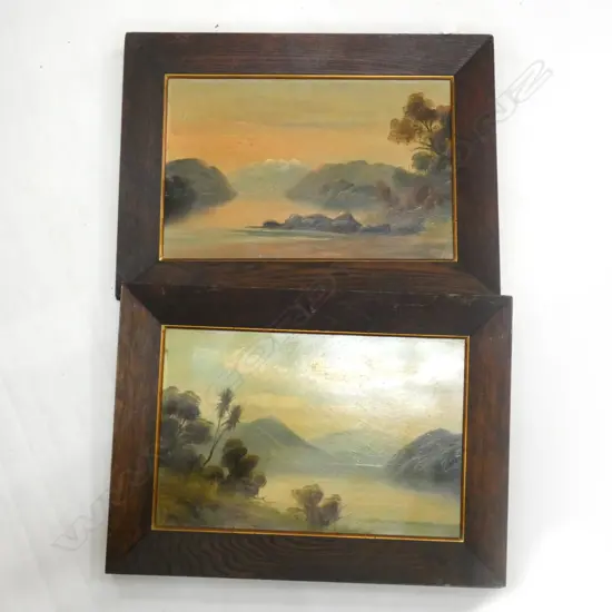 PR OLD OAK FRAMED OIL ON BOARD NZ SCENIC PAINTINGS 430 X 285MM (20005)