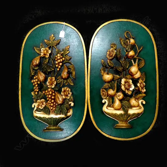 2 ITALIAN FLORAL RELIEF PLAQUES 630 MM