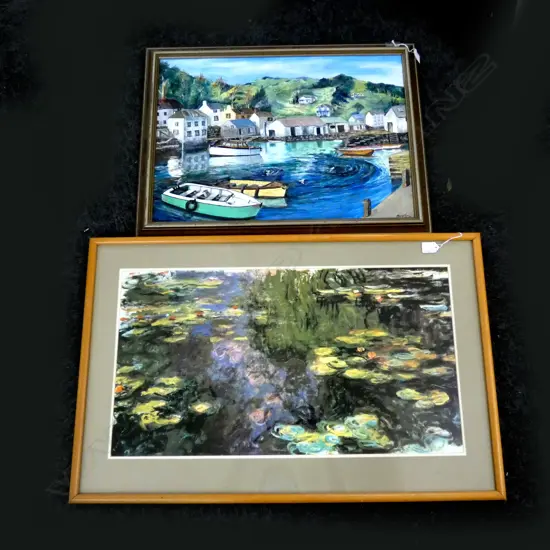 ALICE KING OIL ON BOARD & MONET FRAMED PRINT 390 X 730MM