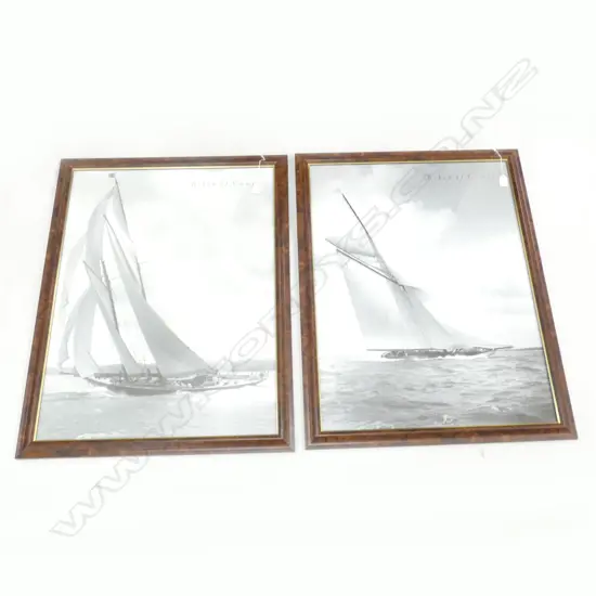PR LG BEKEN OF COWES SAILING PRINTS - WHITE HEATHER 1942 & RAINBOW 11 1898  580 X 780MM