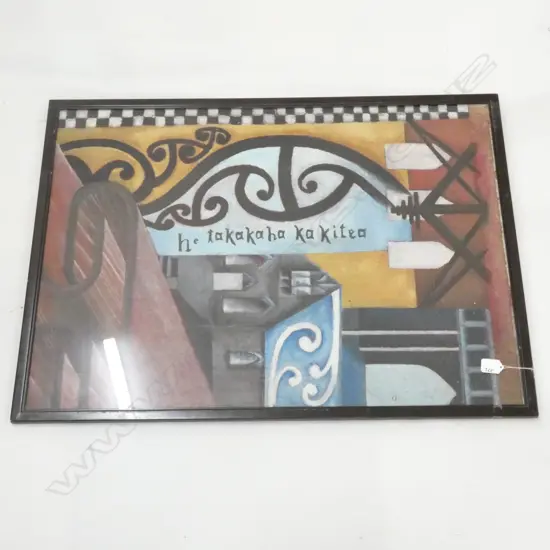 OIL ON BOARD - MAORI DESIGN PAINTING 590 X 810MM