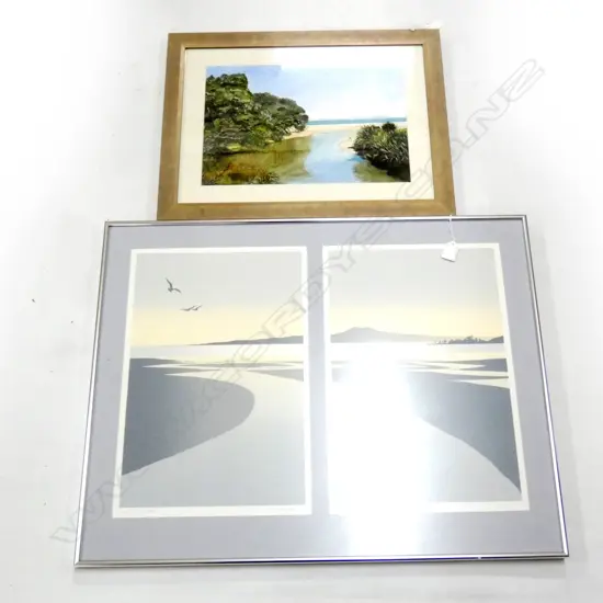 PR LAURIE LEITCH LTD EDITION TWIN PRINTS EA. 290 X 440MM & SIGNED BEACH SCENE