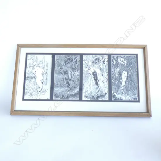EROTIC WOMAN QUADRIPTYCH FRAMED PRINT 550 X 220MM + 1 ACRYLIC ON BOARD 150 X 150MM