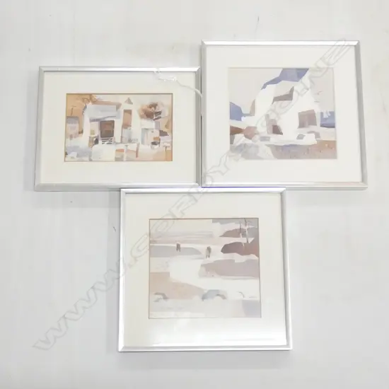 TED SHERWIN 3 X WATERCOLOURS OF TARANAKI