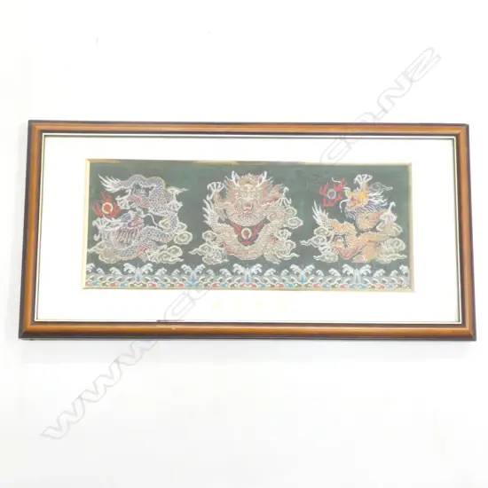 ORIENTAL FRAMED DRAGON TAPESTRY 350 X 140MM