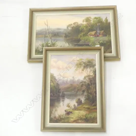 TWO OIL ON BOARD LANDSCAPES BY WILLIAM A BOLLARD 1912 & 1918 LARGEST 470 X 270MM